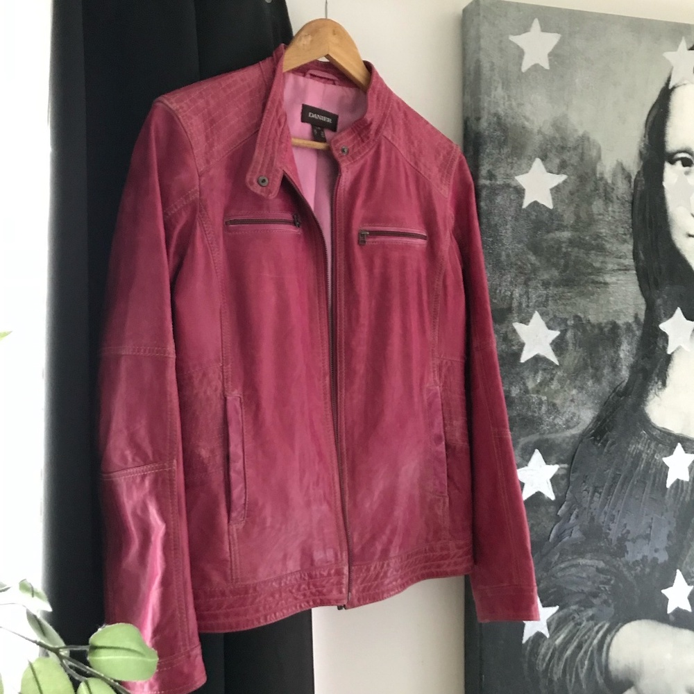 NWT PINK Danier Leather Jacket Maurizio QUALITY